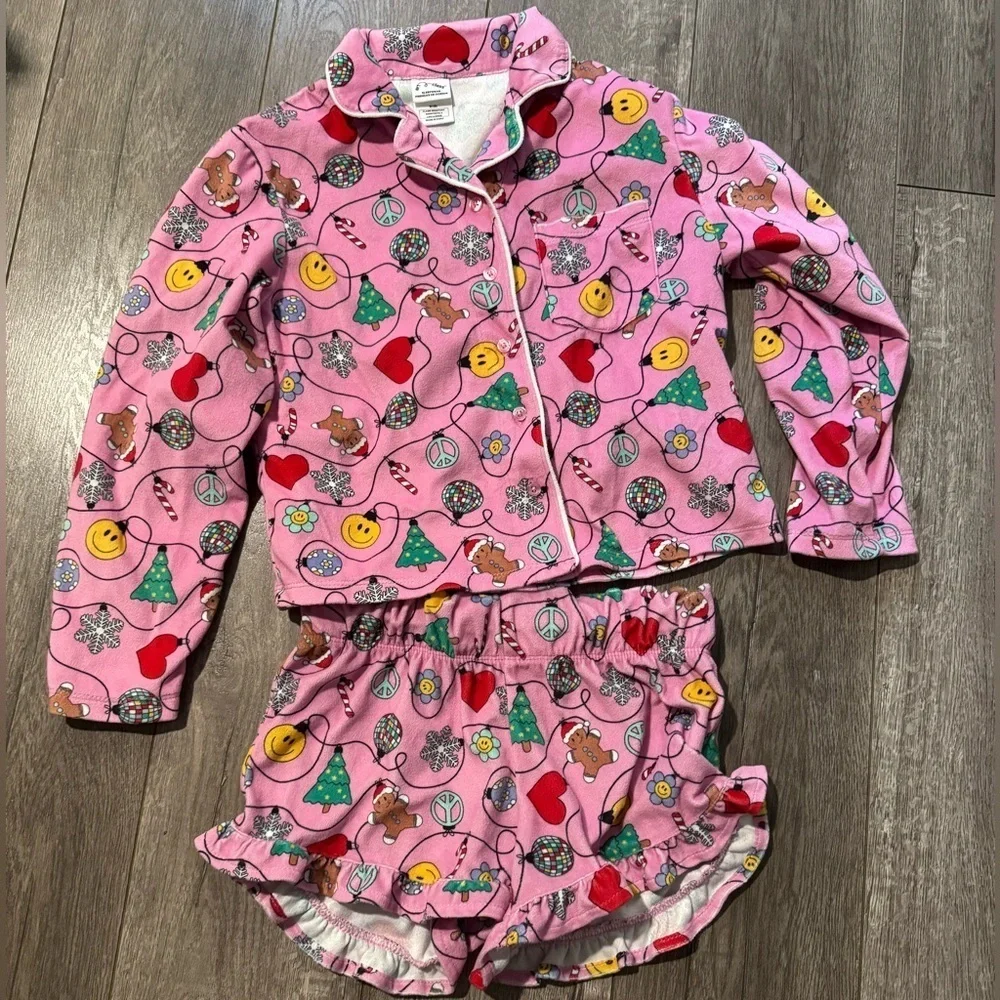 Kids art class Christmas shorts pajama set 8